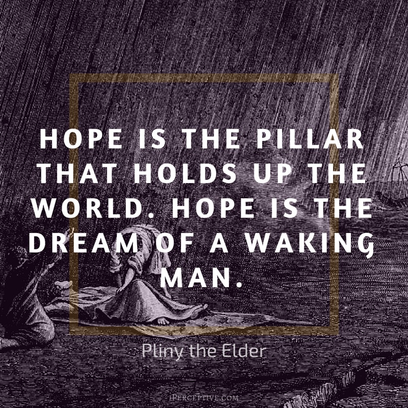 Pliny the Elder Quote: Hope is the pillar that holds up the world. Hope is the dream of a waking man.